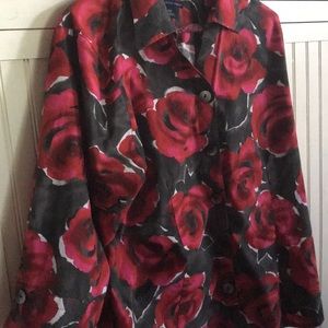 Red Black and White top